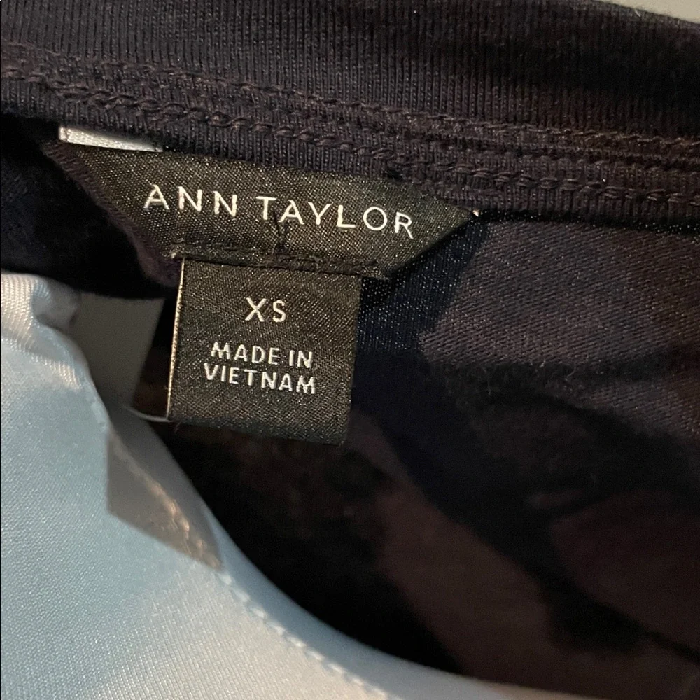 Ann Taylor Navy Blue Ruffle Sleeve Top Size XS